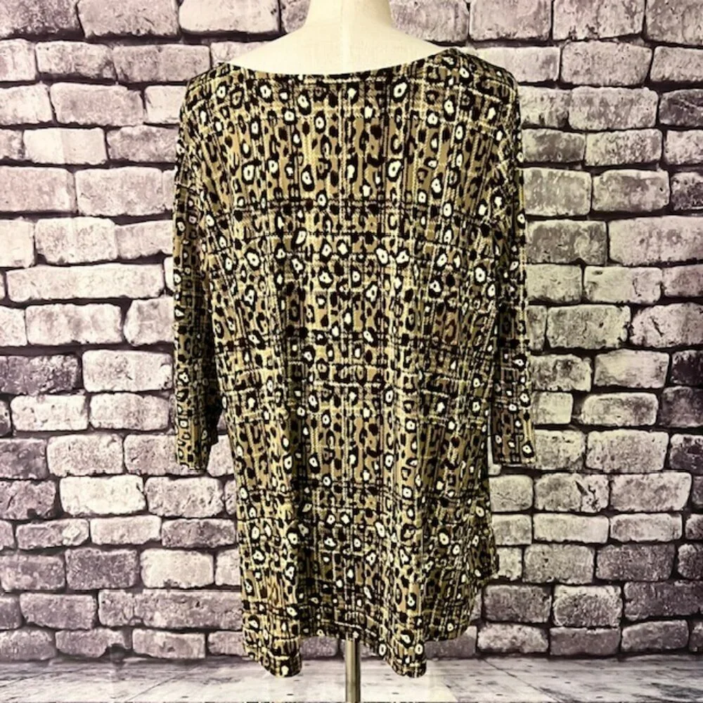 Zac & Rachel Brown, Beige & Ivory 3/4 Sleeve Blouse Size 1X